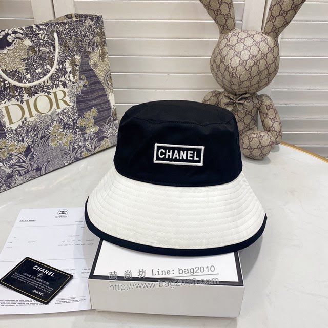 Chanel女士帽子 香奈兒2021新款拼接兩面款漁夫帽遮陽帽  mm1213